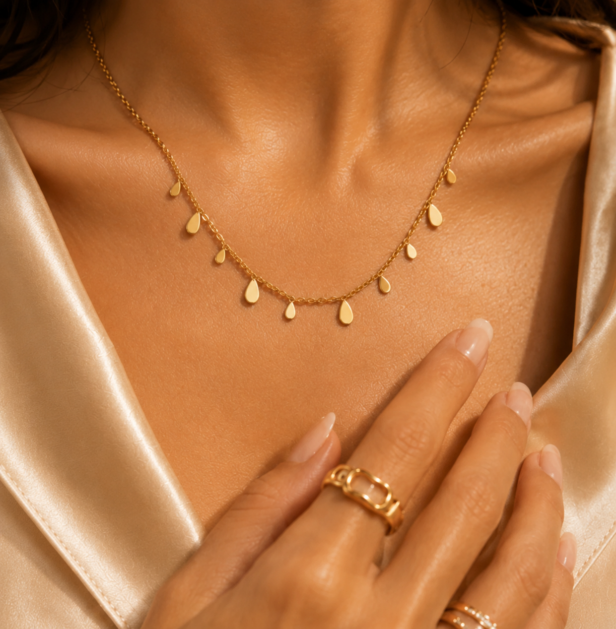 18K Gold Plated Water Drop Charm Necklace