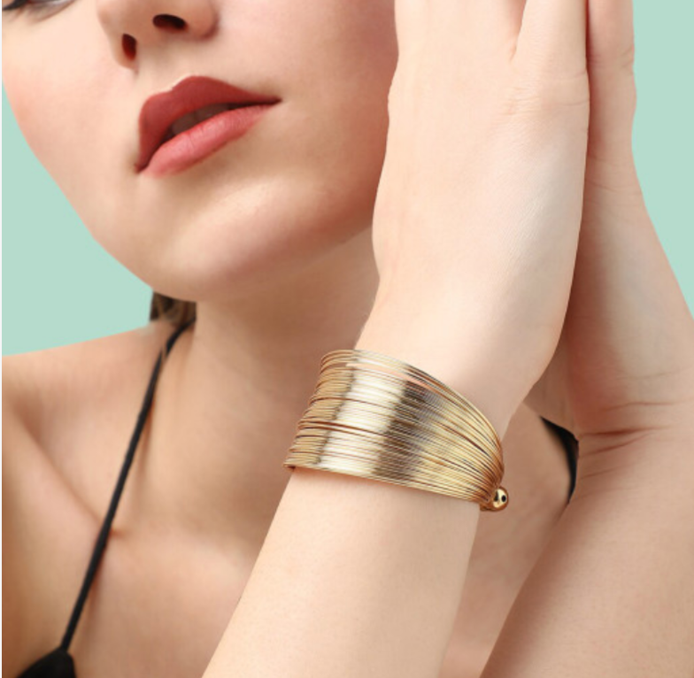Geometric Abstract Pattern Bold Cuff Bracelet